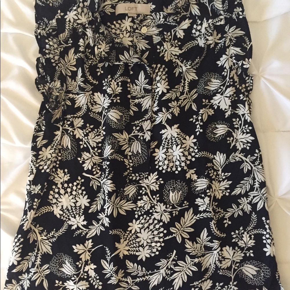 LOFT Ruffle Floral Tank Blouse XXS